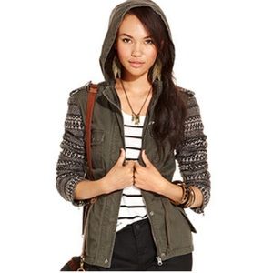 American Rag Jacket Knit Sleeve Hooded Cargo Sz. S